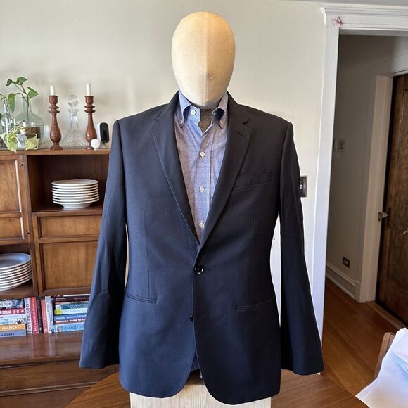 The Blk Tux 40R Tollegno 1900 Black Jacket 100% Merino Wool Double Vent 2 Button - Picture 2 of 9